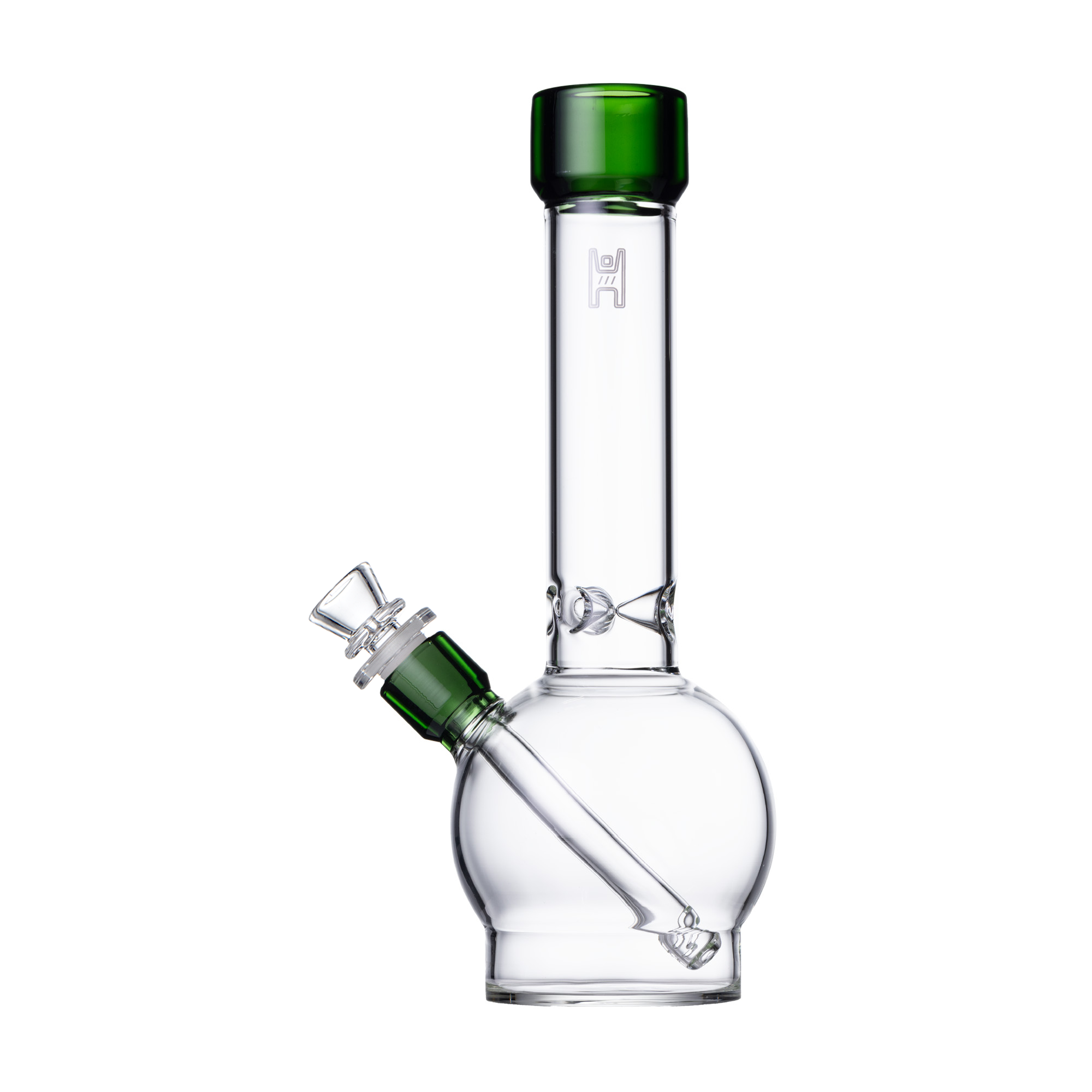 Pixie's Pantry 12" Human Grade Ball Water Pipe in Clear / Lake Green colorway