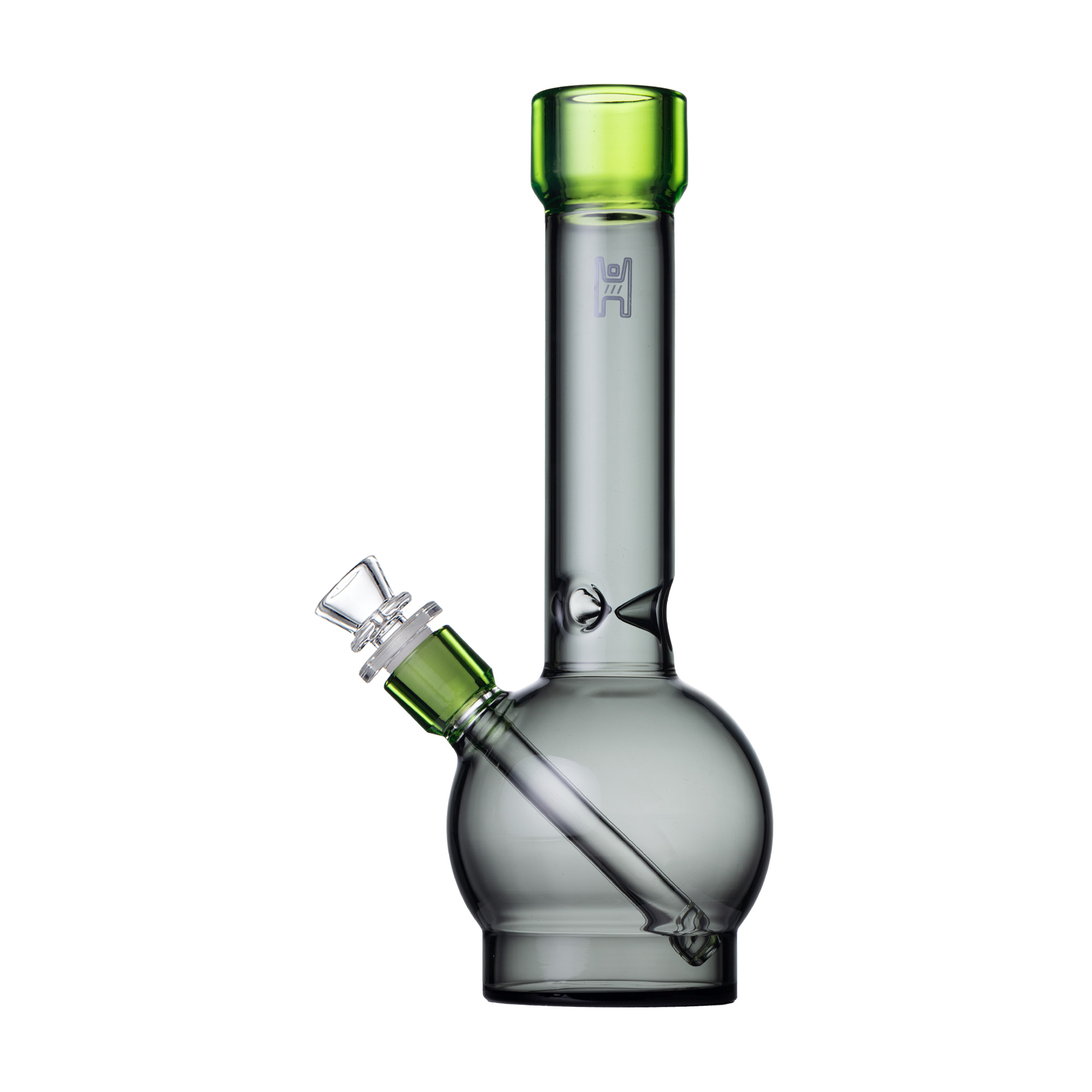 Pixie's Pantry 12" Human Grade Ball Water Pipe in Clear / Matrix Green colorway