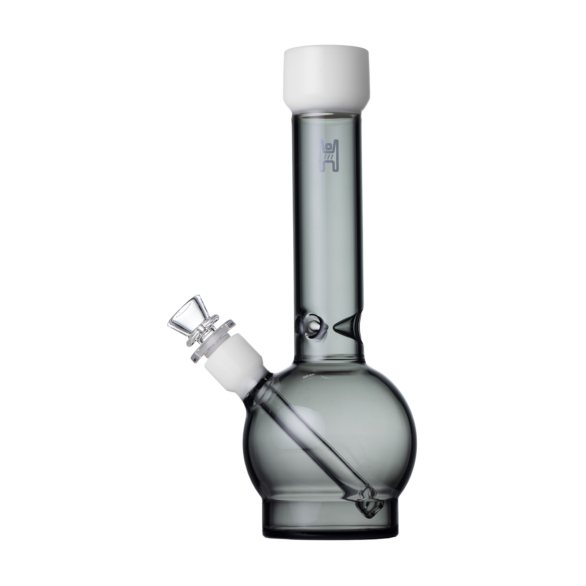 Pixie's Pantry 12" Human Grade Ball Water Pipe in Smoke / White colorway