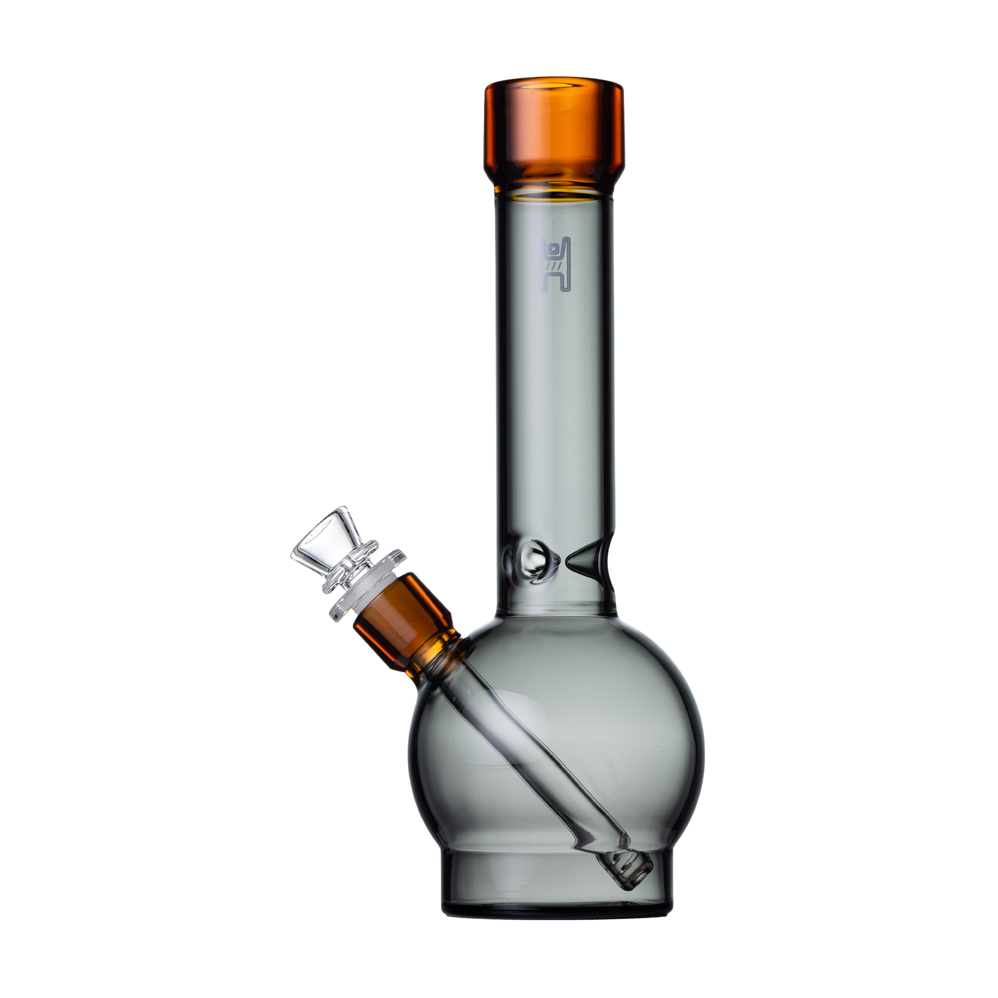 Pixie's Pantry 12" Human Grade Ball Water Pipe in Smoke / Yellow colorway