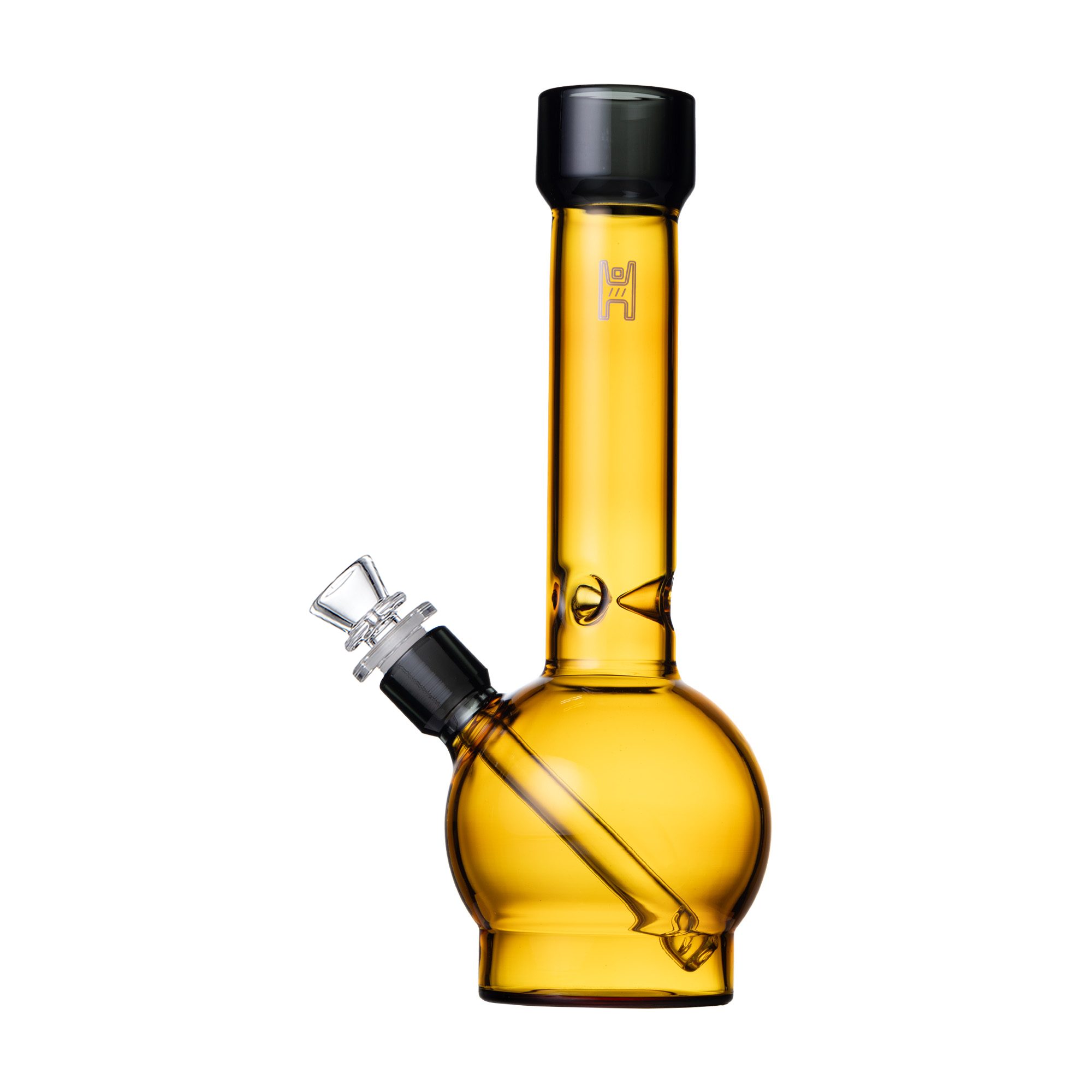Pixie's Pantry 12" Human Grade Ball Water Pipe in Yellow / Smoke colorway