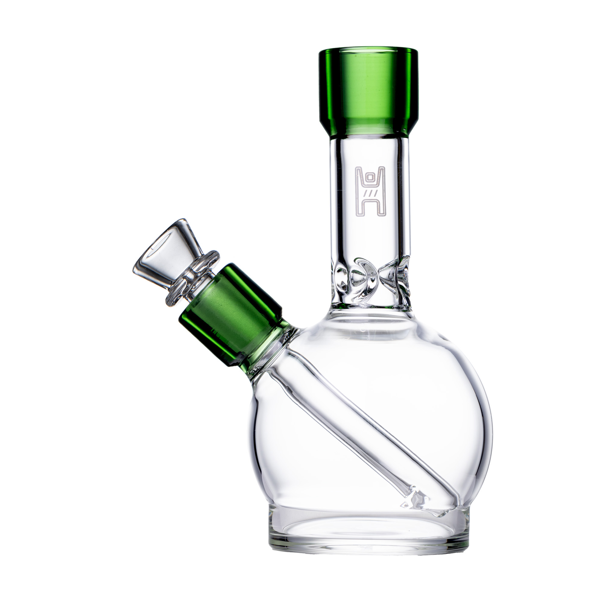 Pixie's Pantry 6" Human Grade Ball Water Pipe in Clear / Green colorway