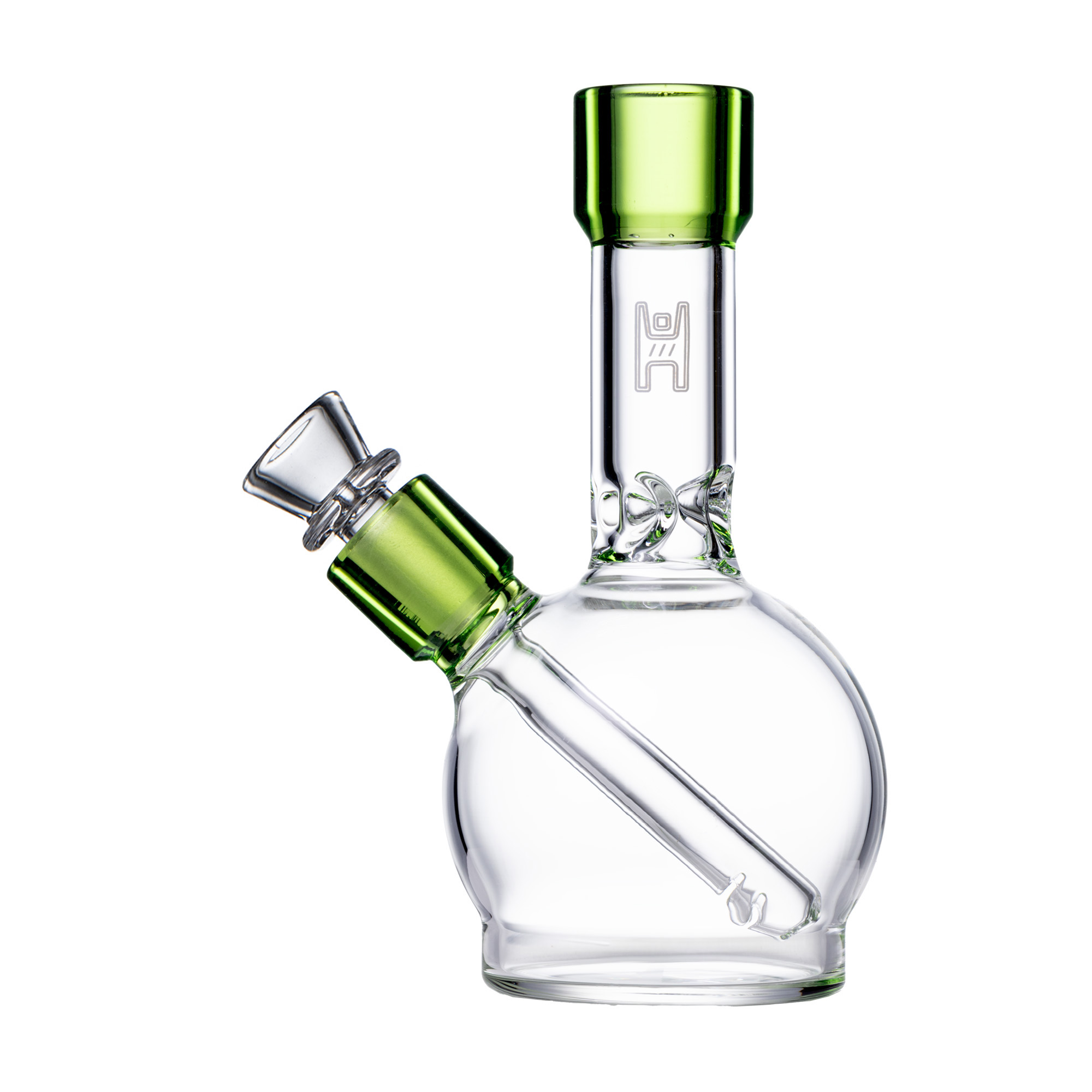 Pixie's Pantry 6" Human Grade Ball Water Pipe in Clear / Lake Green colorway