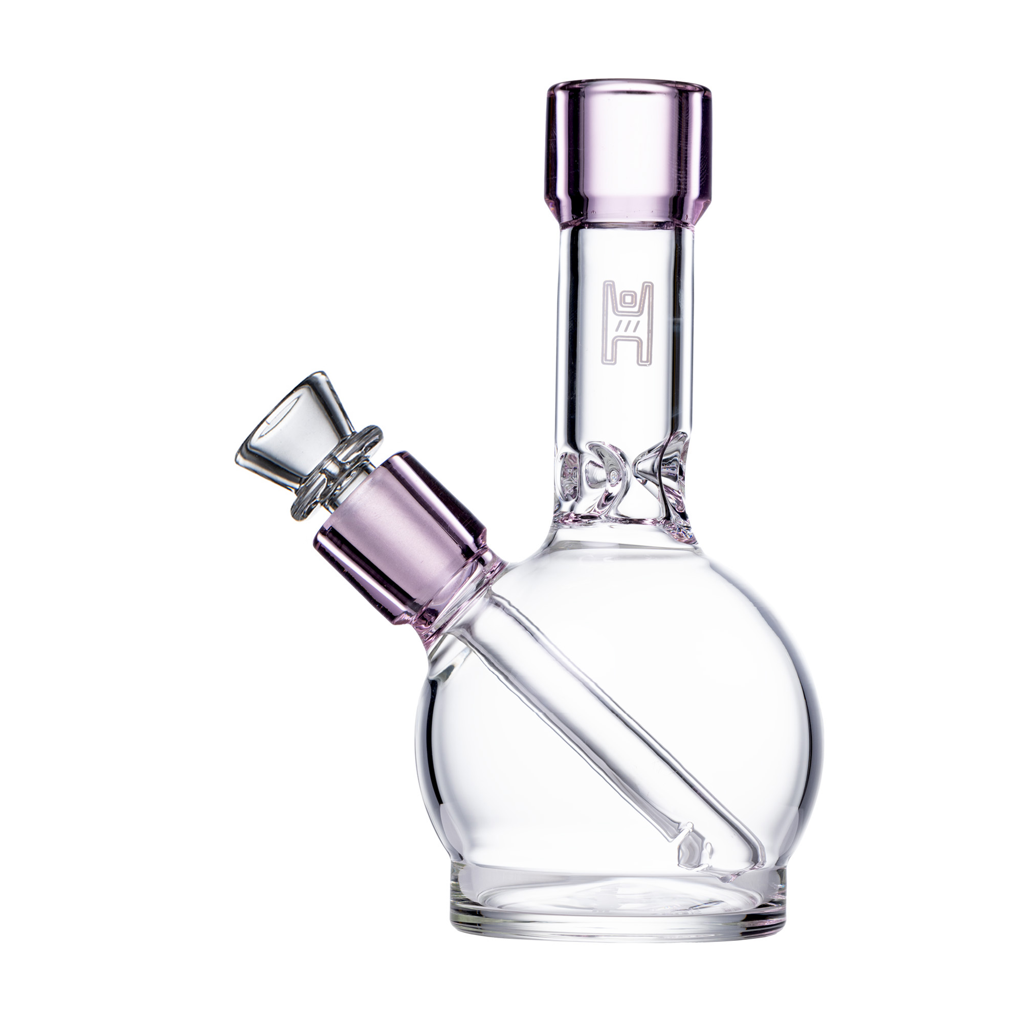 Pixie's Pantry 6" Human Grade Ball Water Pipe in Clear / Pink colorway