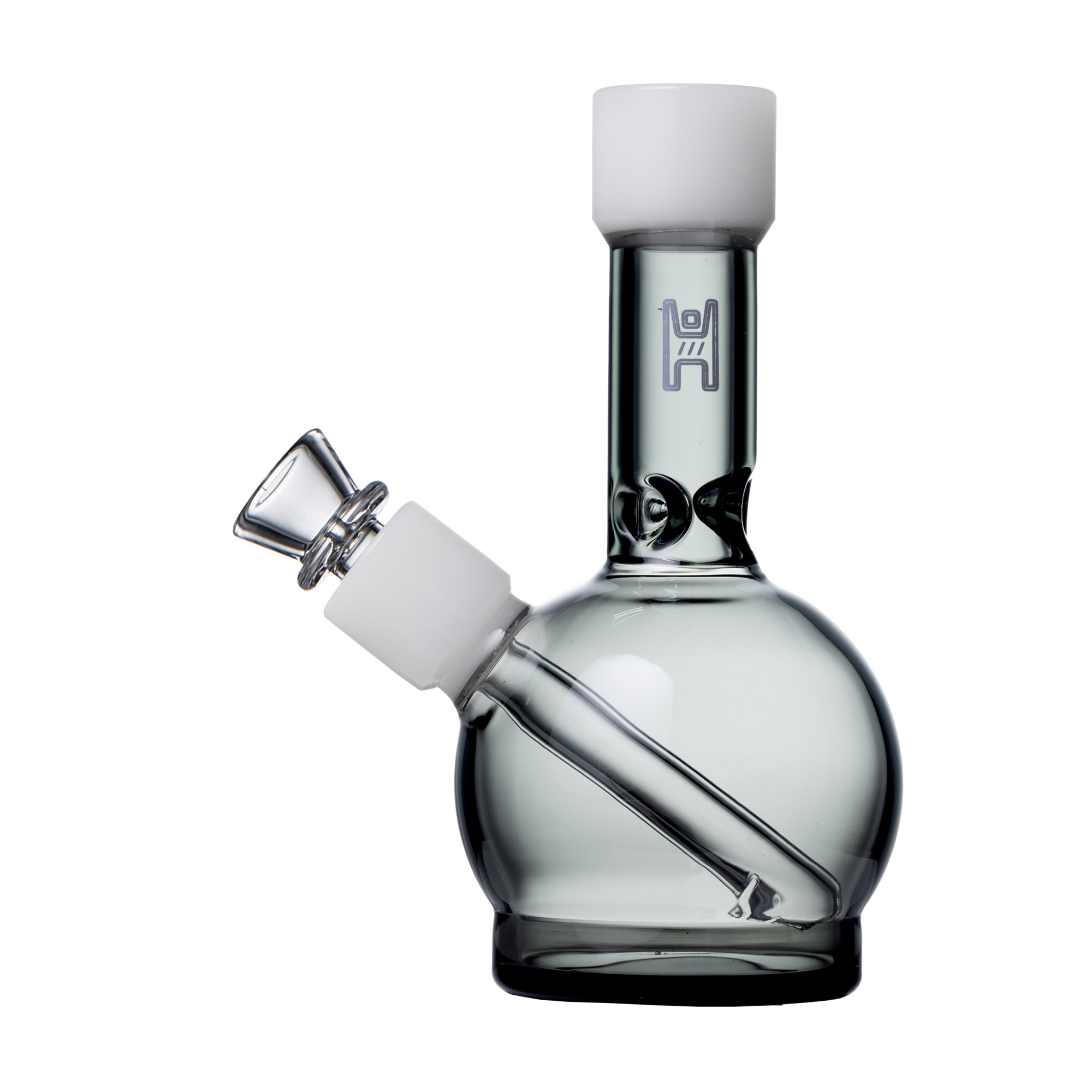 Pixie's Pantry 6" Human Grade Ball Water Pipe in Smoke / White colorway