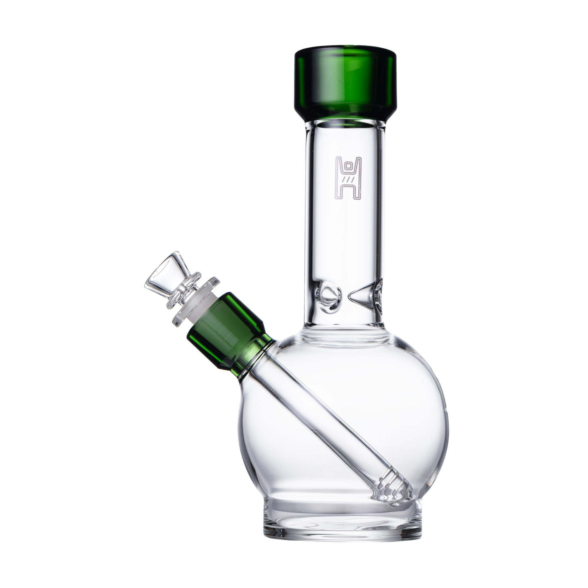 Pixie's Pantry 9" Human Grade Ball Water Pipe in Clear / Green colorway