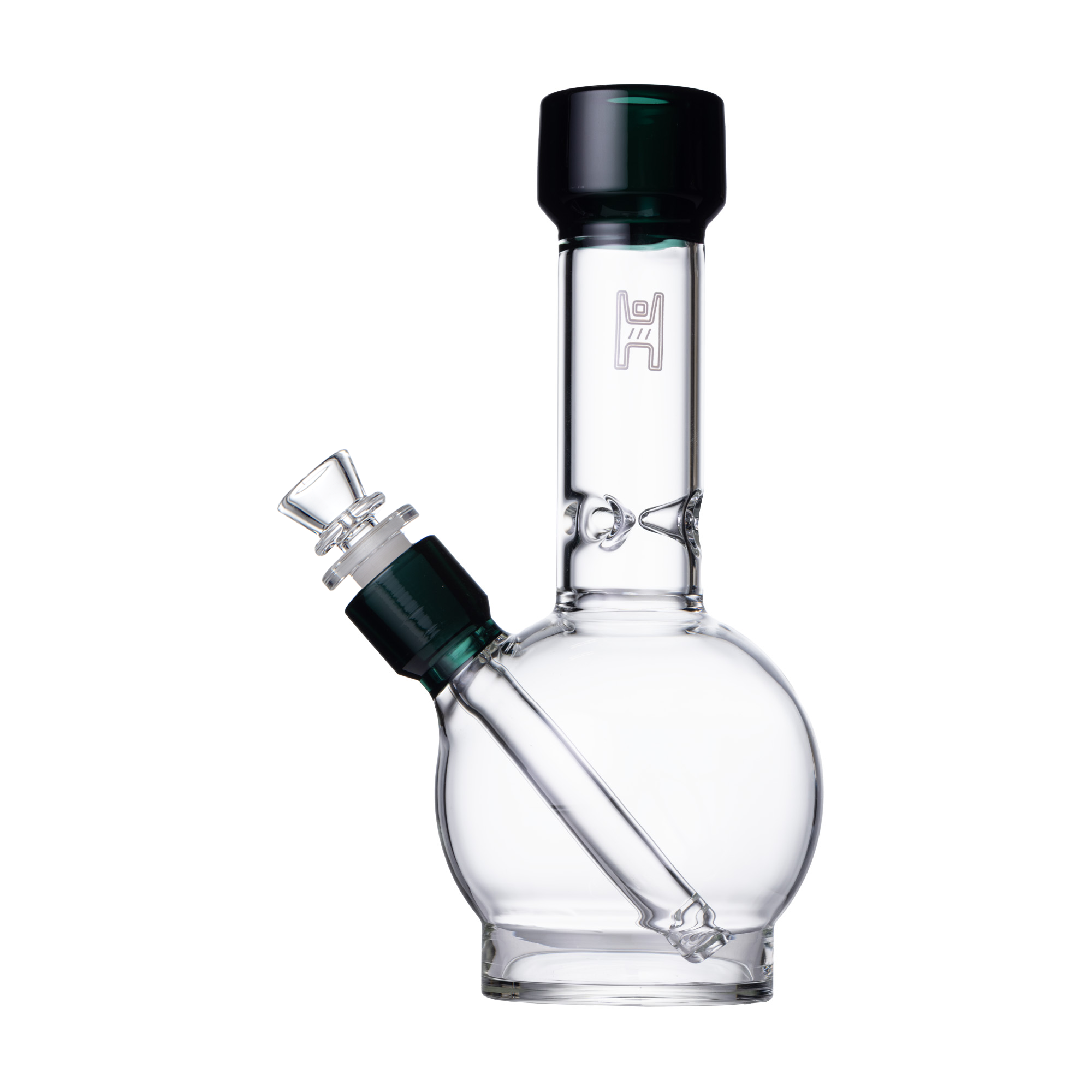 Pixie's Pantry 9" Human Grade Ball Water Pipe in Clear / Lake Green colorway