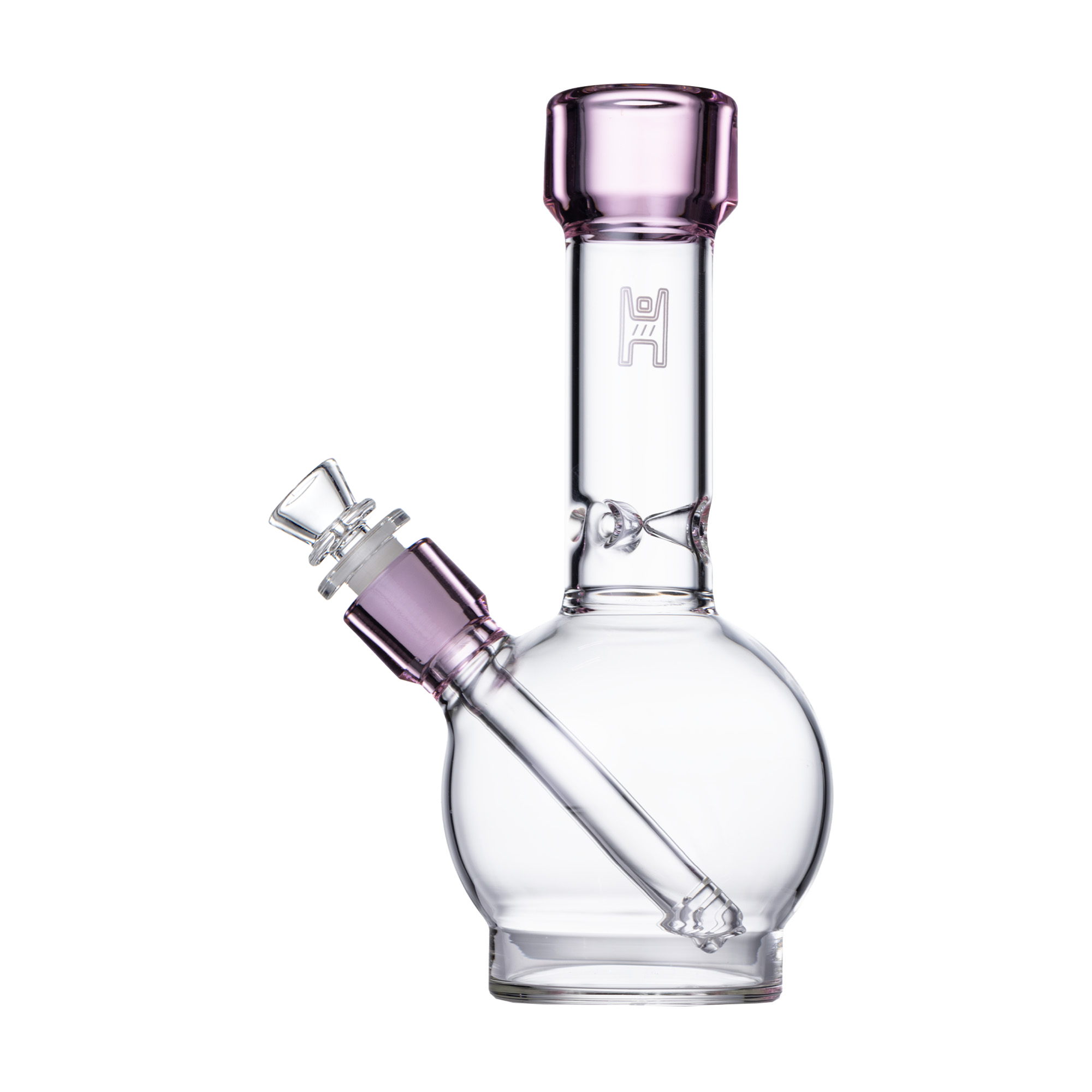 Pixie's Pantry 9" Human Grade Ball Water Pipe in Clear / Pink colorway