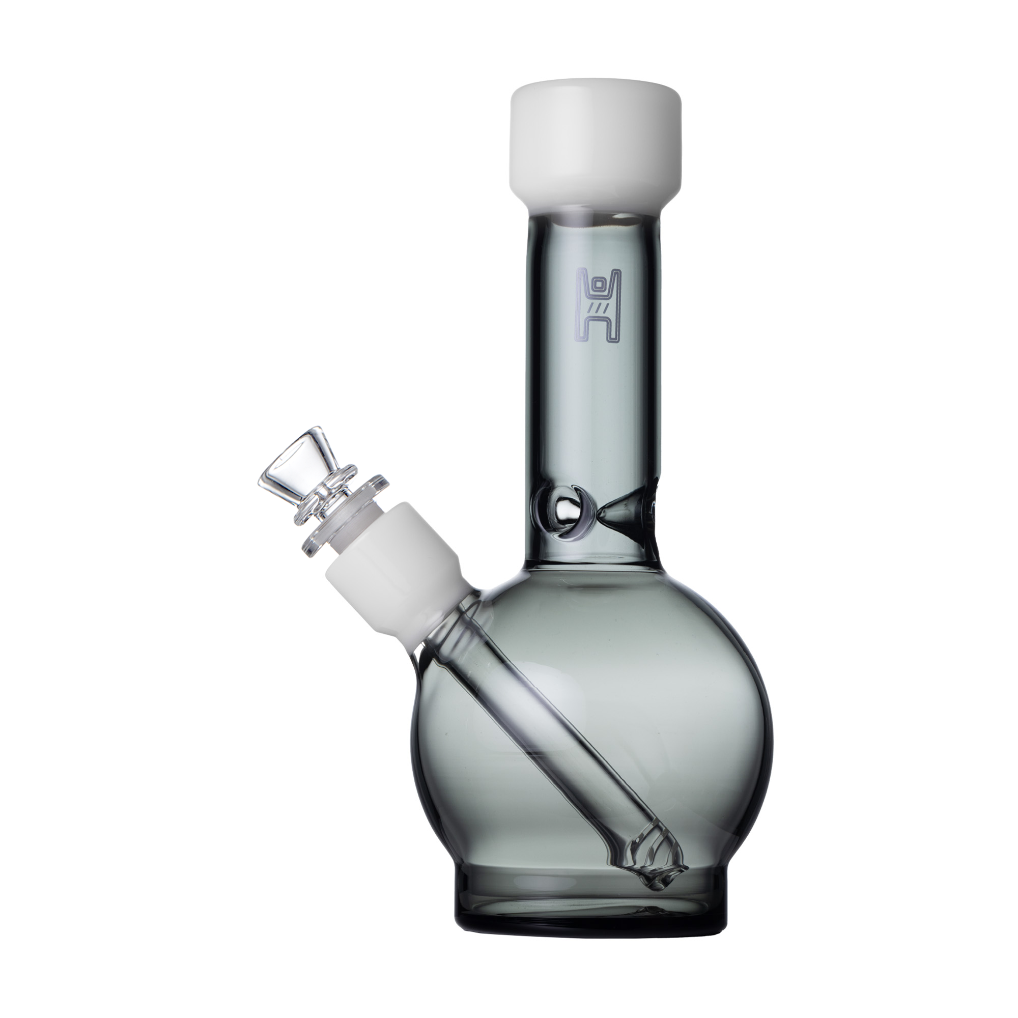 Pixie's Pantry 9" Human Grade Ball Water Pipe in Smoke / White colorway