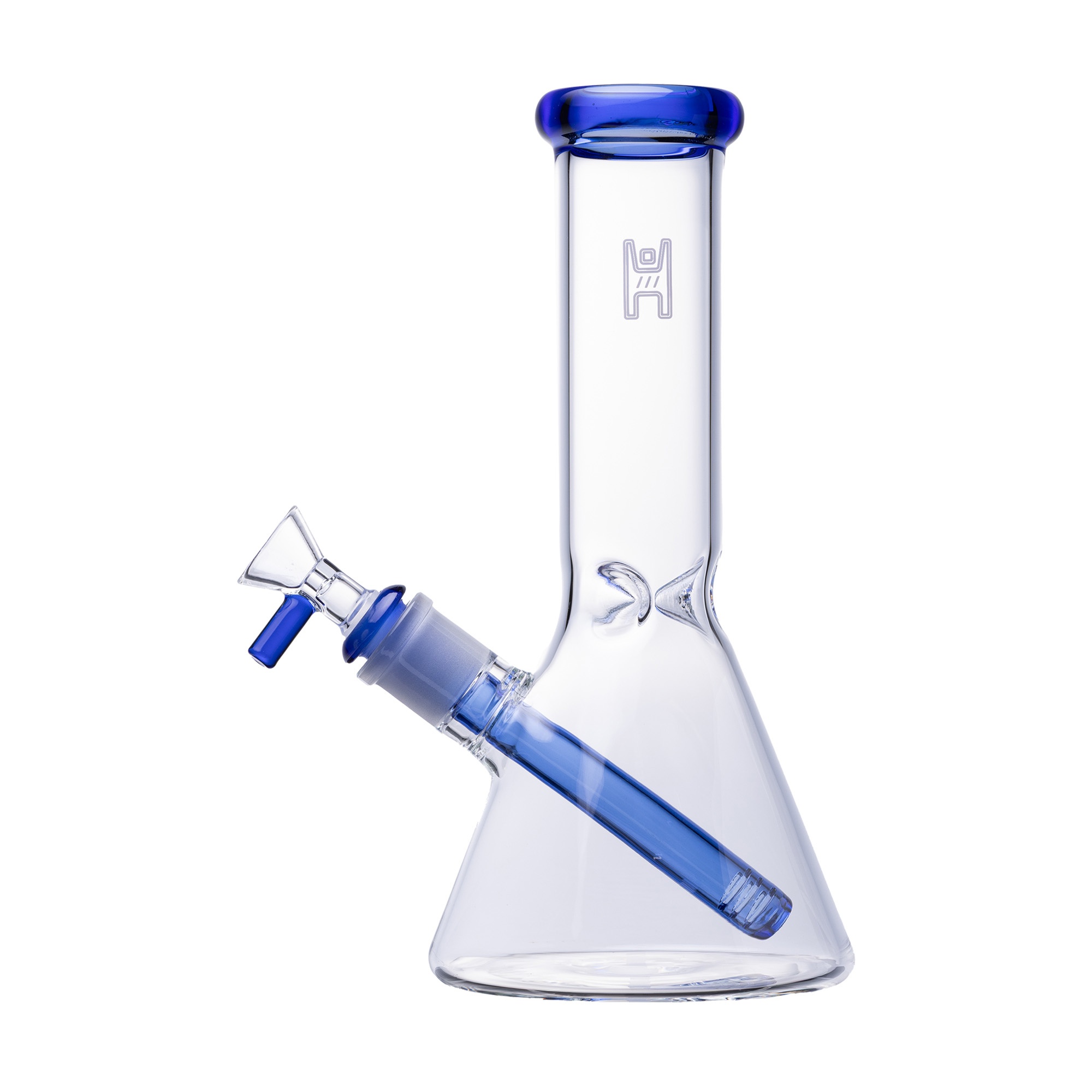 9 inch Human Grade beaker water pipe in Clear Blue colorway for Build-A-Bong event catalog