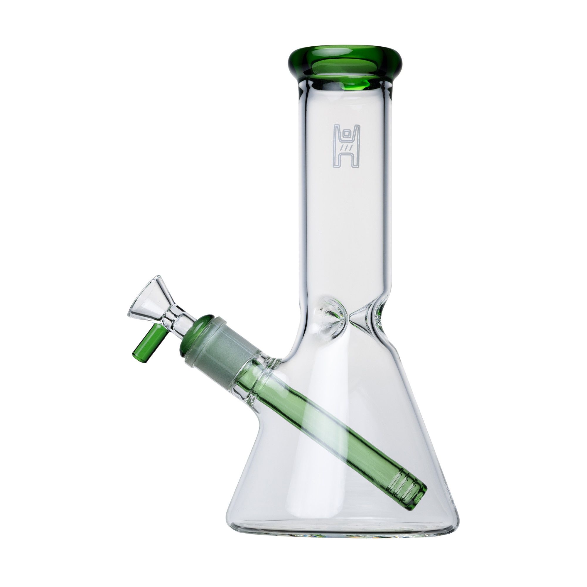 9 inch Human Grade beaker water pipe - Clear Green colorway for Pixies Pantry Build-A-Bong catalog