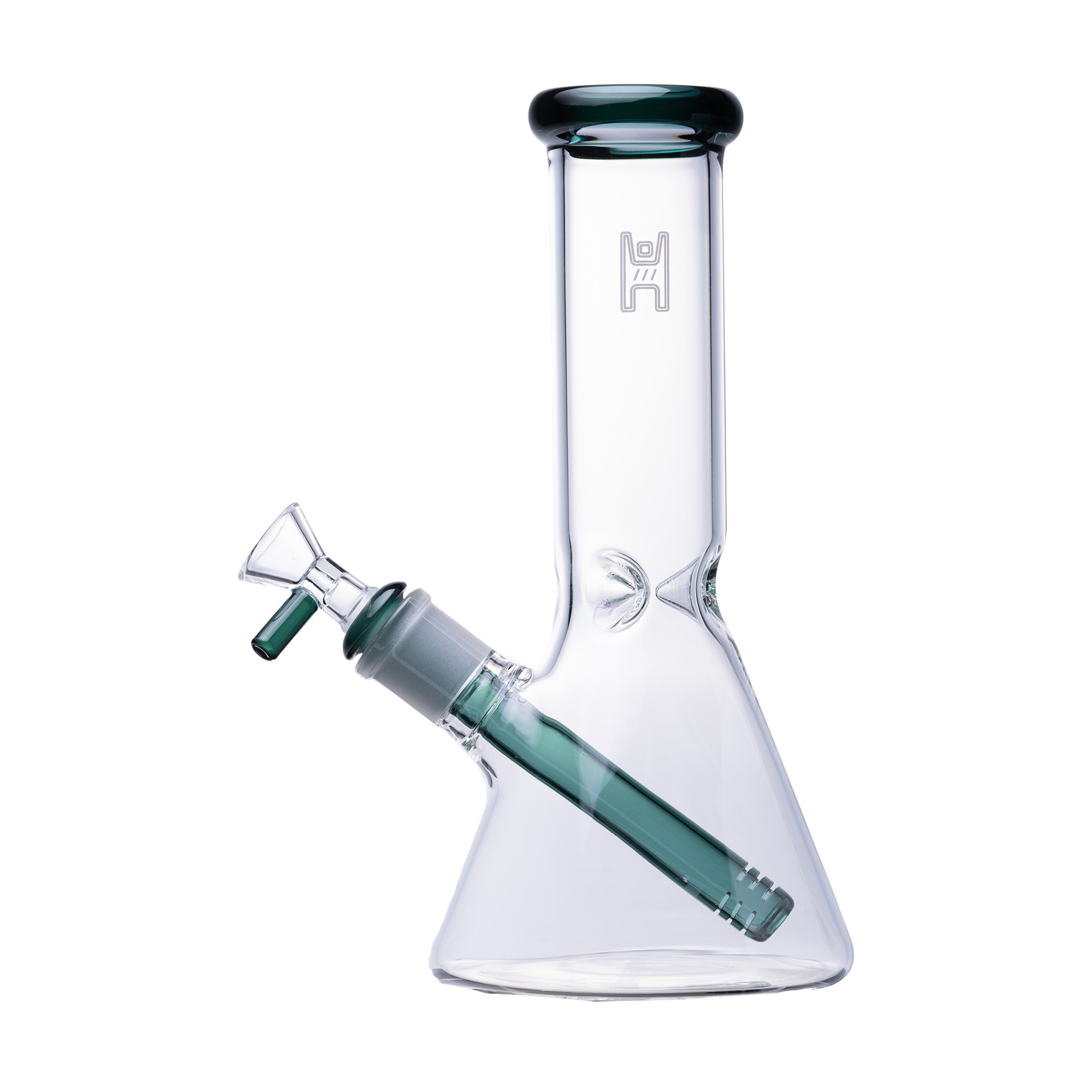 9 inch Human Grade beaker water pipe - Clear Lake Green colorway for Pixies Pantry Build-A-Bong catalog