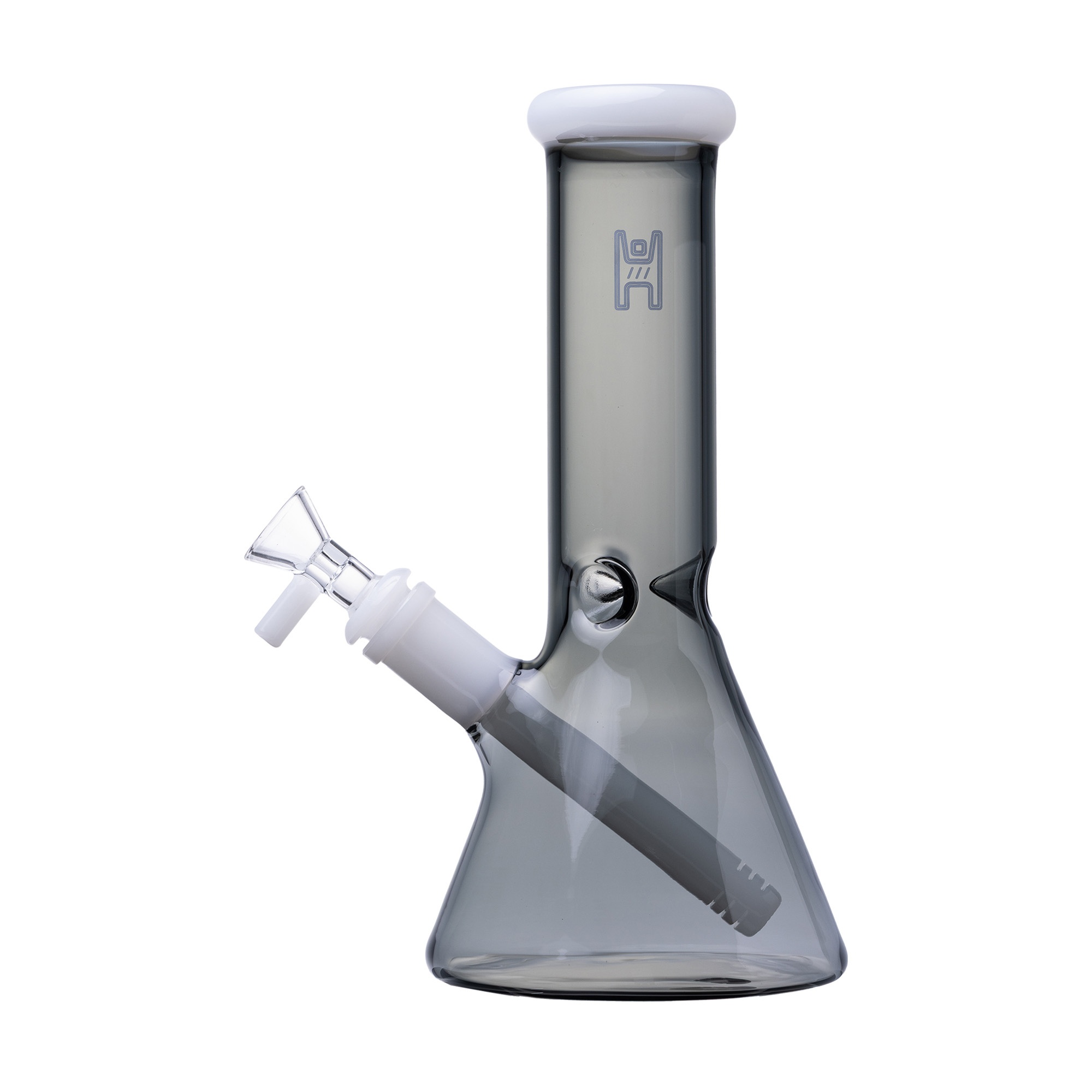 9 inch Human Grade beaker water pipe - Smoke / White colorway for Pixies Pantry Build-A-Bong catalog