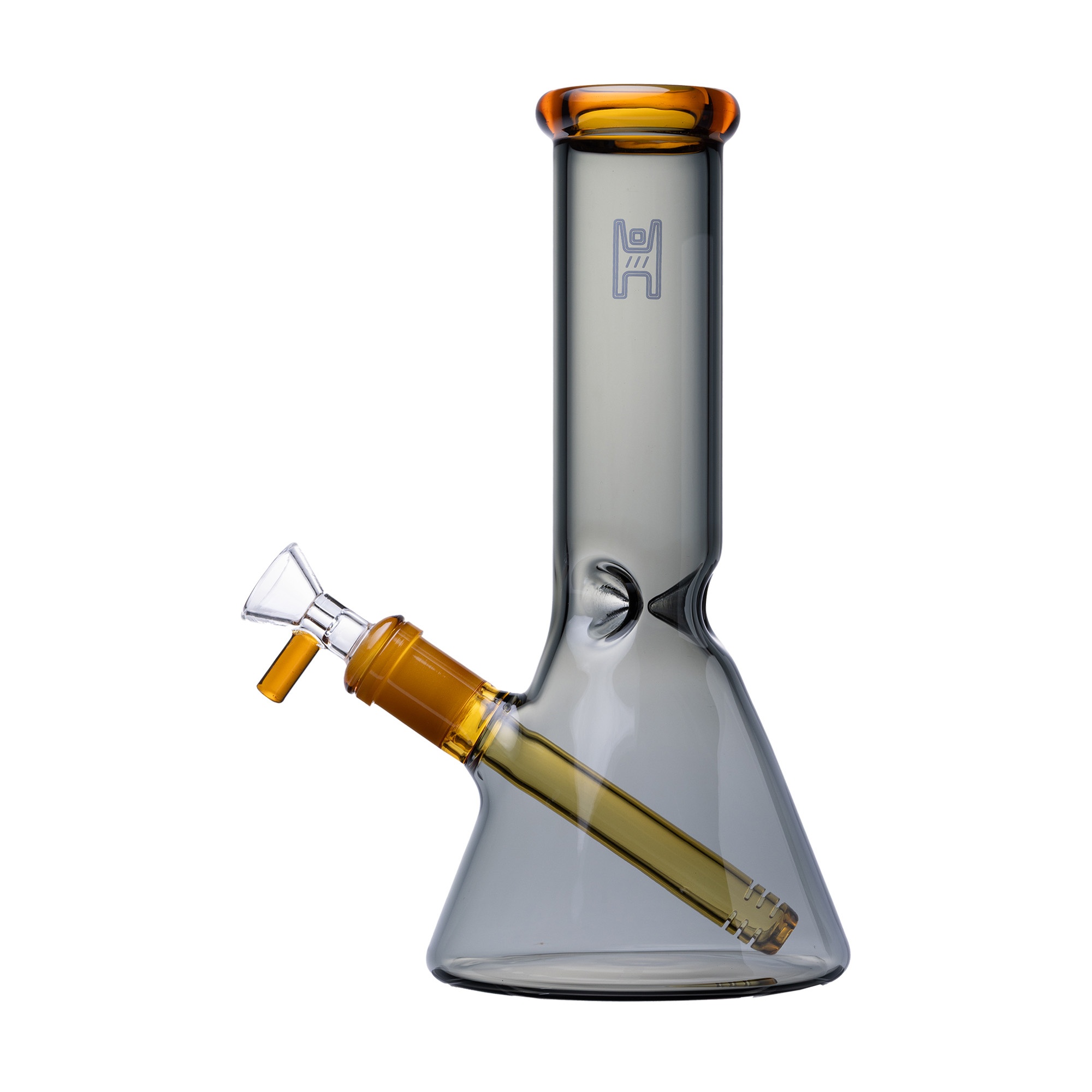 9 inch Human Grade beaker water pipe - Smoke / Yellow colorway for Pixies Pantry Build-A-Bong catalog
